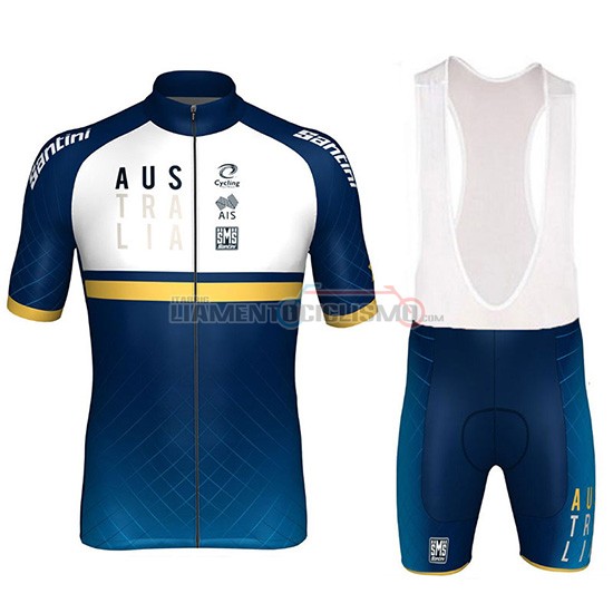 Abbigliamento Ciclismo Australia Manica Corta 2018 Bianco e Blu